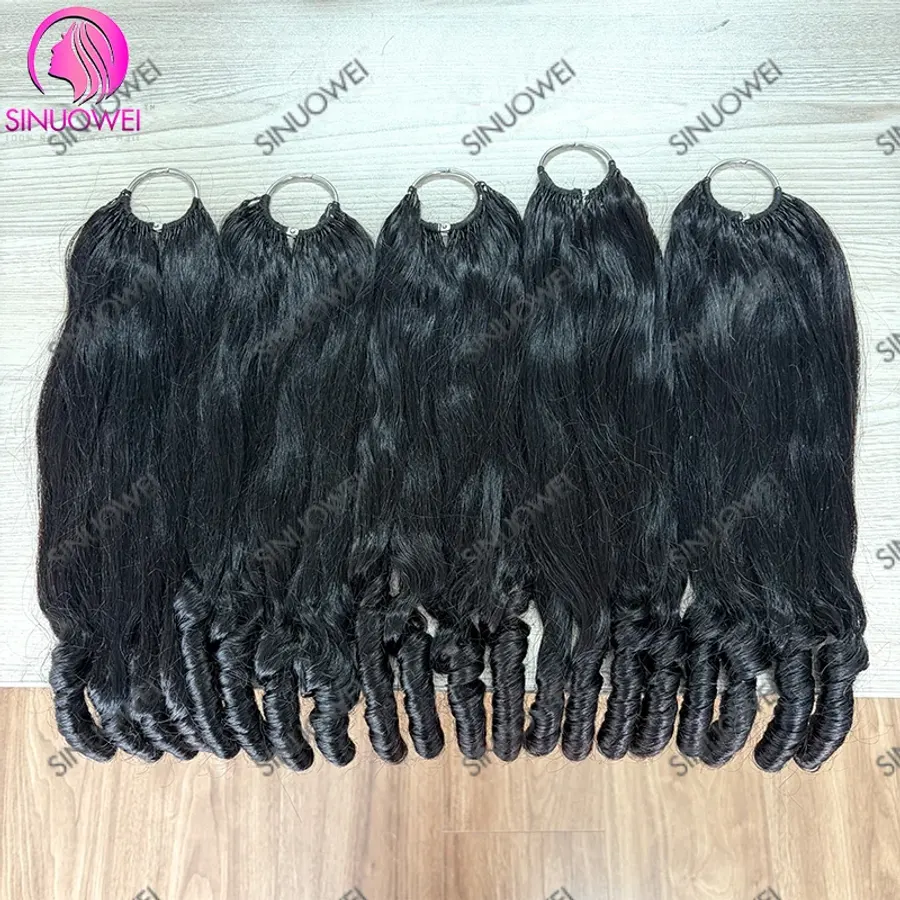 French Curls Crochet Hair Natural Black Machine Made Feather