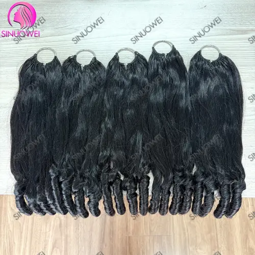French Curls Crochet Hair Natural Black Machine Made Feather