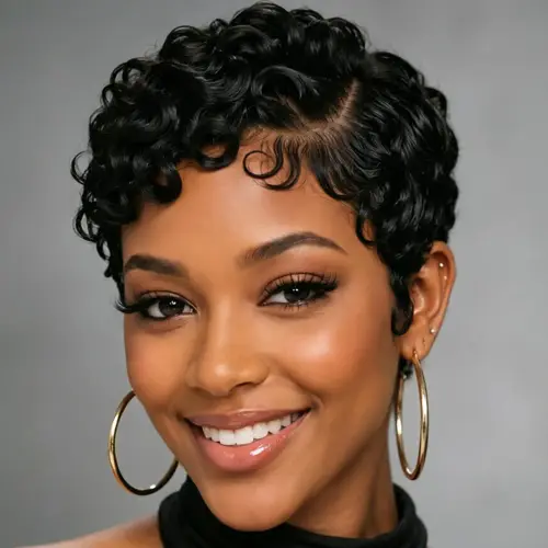 black color human hair wig pixie cut 13*4 lace human hair