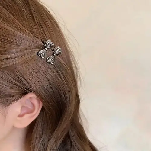 4Pcs Mini Rhinestone Bow Hair Clips Set Elegant Sweet Small