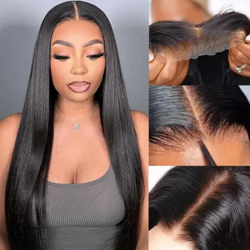 Wear and Go Glueless Wigs Human Hair Pre Cut 4x4 Straight