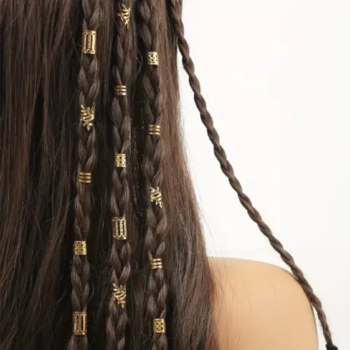 40Pc Mix Hair Braider Metal Hair Rings Beads Cuffs Tubes