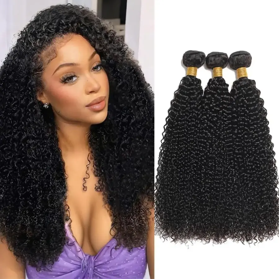 Kinky Curly Human Hair Bundles Unprocessed Brazilian Curly