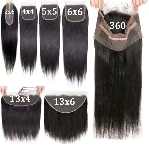 Human Hair Lace Closure 2x6 4x4 5x5 6x6 Lace Closure 12A