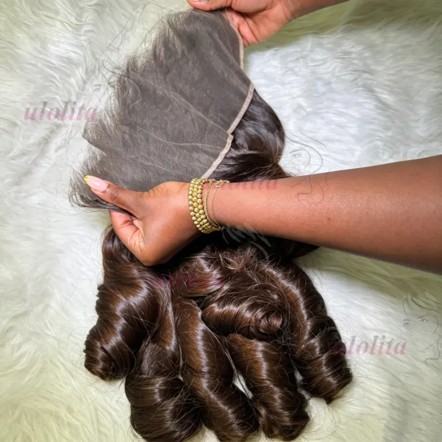 Indian Virgin Hair Human Loose Deep Bundles With 13x4 Lace