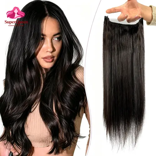Halo Hair Extensions 100% Human Hair Hidden Wire Clip In Hair