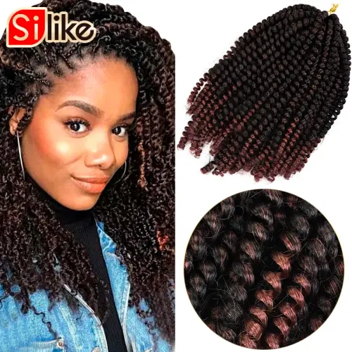 Silike 8 inch Fluffy Spring Twist Hair Crochet Braids Ombre