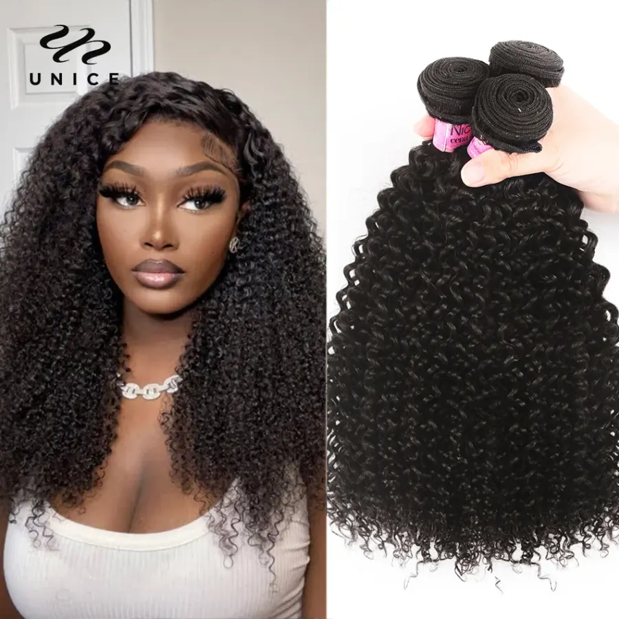 UNice Kinky Curly Bundles 3PCS 100% Human Hair Bundles